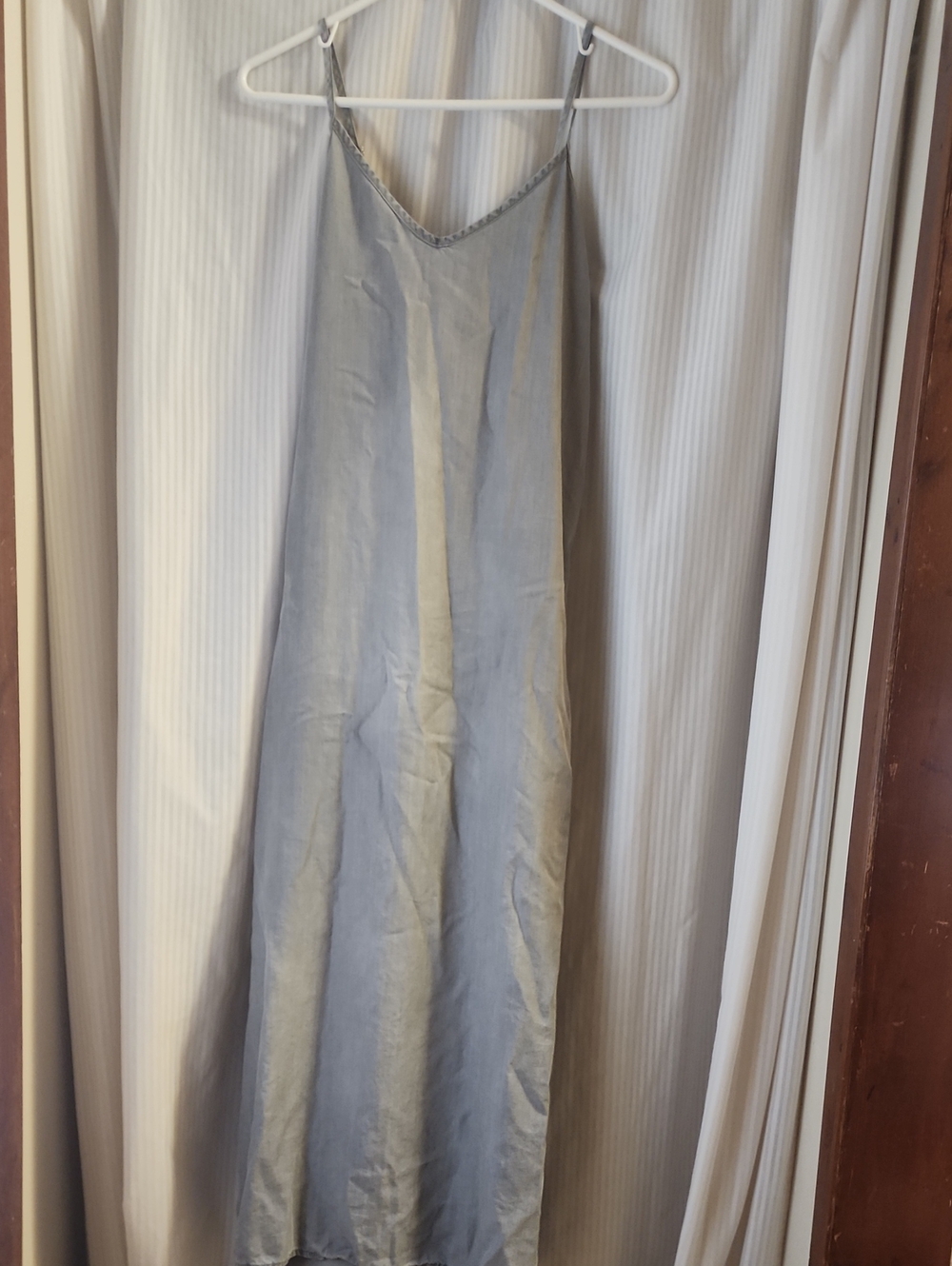 GAP Light Gray Satin Maxi Slip Dress with Thin Straps